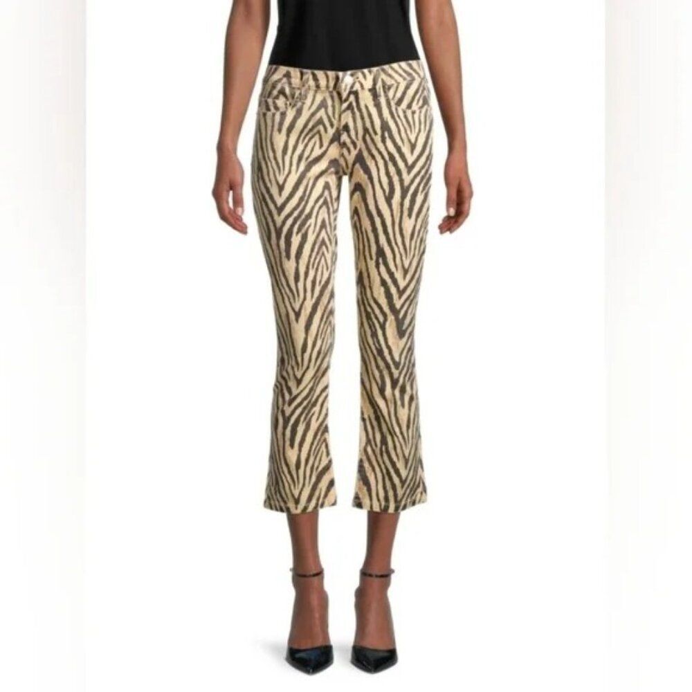 Current Elliott The Ruby Crop Jeans Natural Zebra Cropped Flare Jeans Sz 26 - Picture 2 of 9